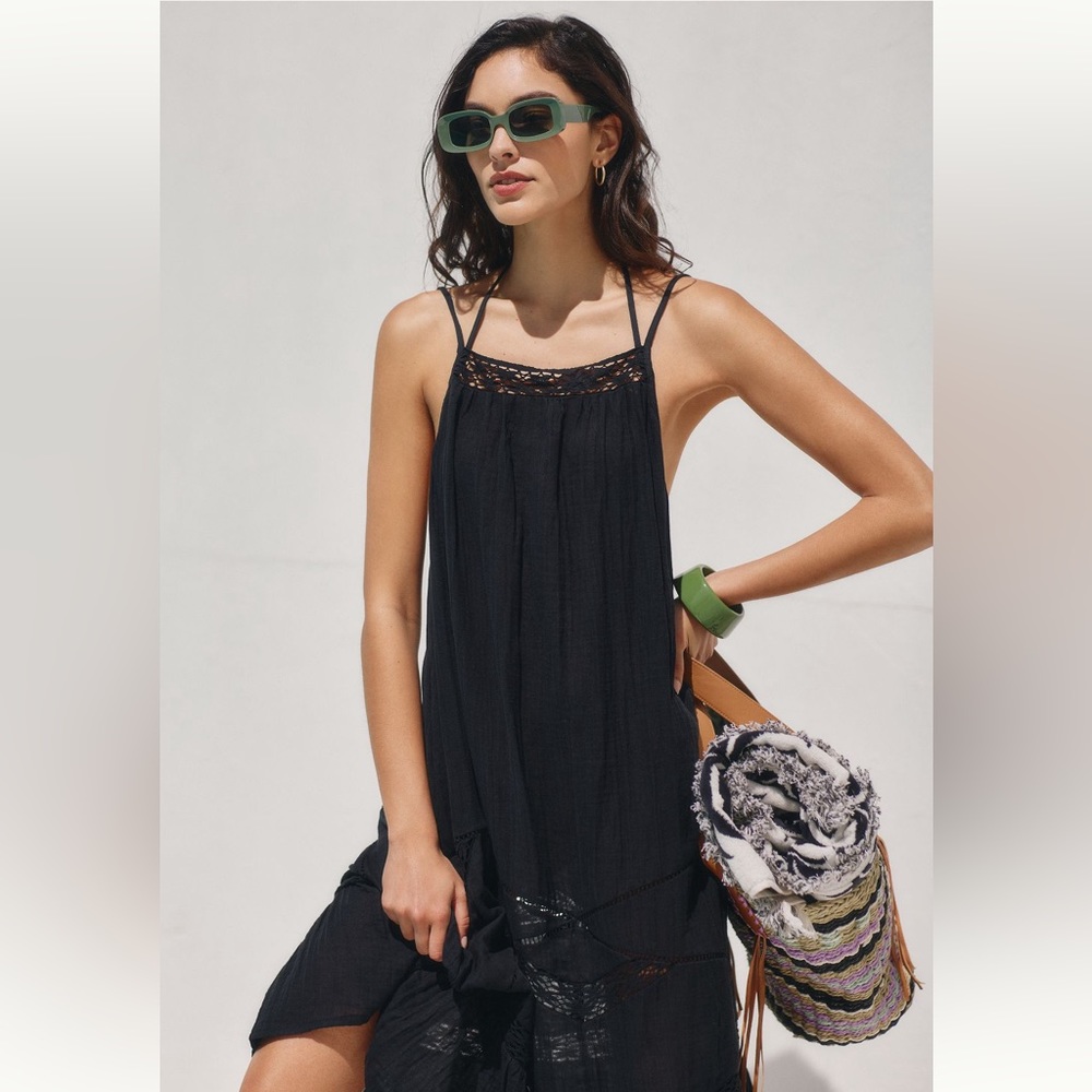 Sz S NWT Anthropologie black gauze dress